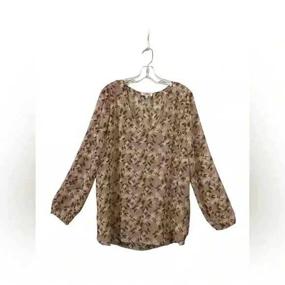 NWOT Airoldi Collection, Floral Print Semi-Transparent  Blouse, XL, Pink & White - Picture 2 of 8